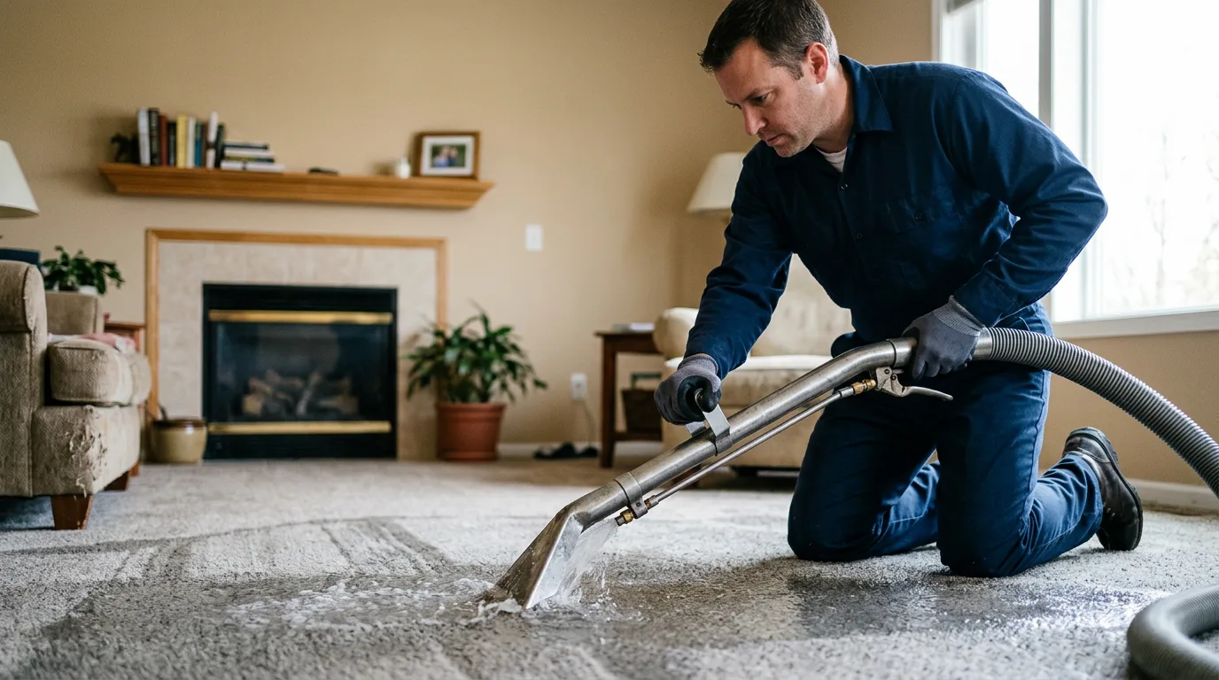 Water damage restoration technician working near Spivey, KS